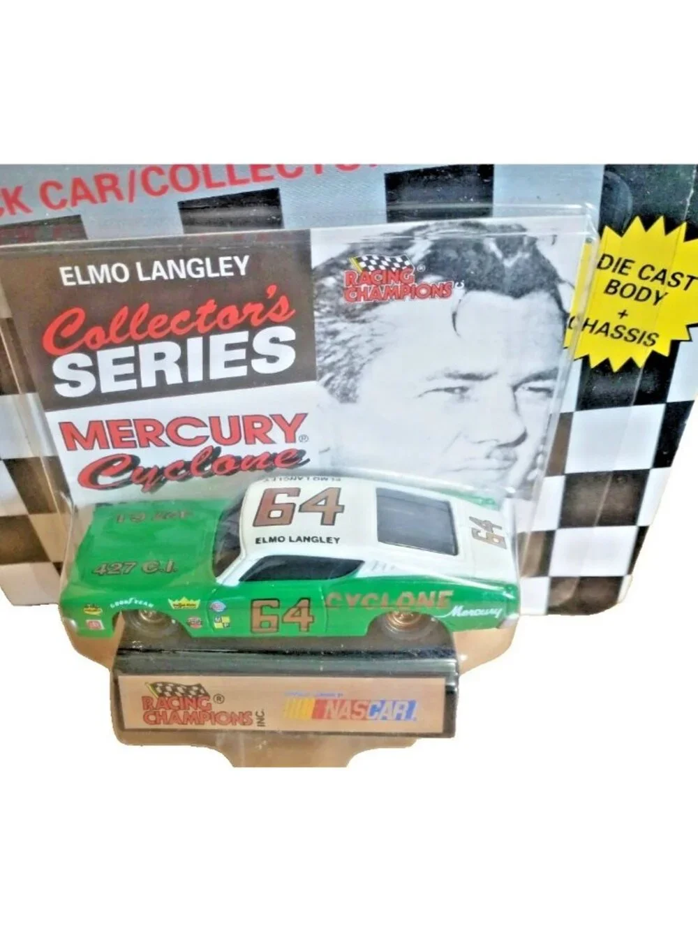 Vintage Die Cast Racing Champions Elmo Langley #64 Mercury Cyclone 1969 Stock Ca